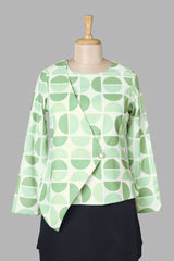 Green Overlap Top For Womens