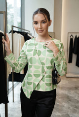 Green Overlap Top For Womens