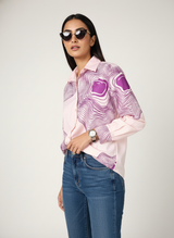 Trendy Abstract Collar Neck Shirt For Women