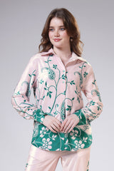 Boogie Nights Velvet Floral Womens Shirt - Plush And Chic