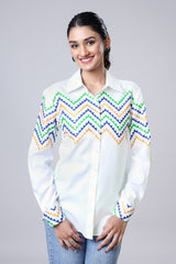 Republic Day Attraction - Elegant Tri-Color Shirt for Women