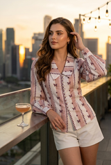 Slim Fit Full Sleeve Front Button Printed Womens Shirt