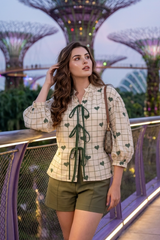 Cute But Killer Heart Print Tie-Front Top For Women