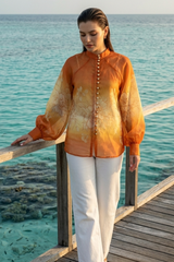 Golden Ochre Luster Puff Sleeve Womens Shirt
