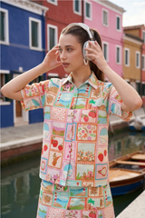 Candy Patchwork Printed Womens Shirt - Soft Aesthetic Drop