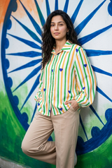 Threads of Freedom 🇮🇳🧵 Womens Tri-Color Shirt
