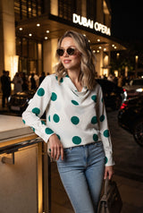 Polka Dot Cowl Neck Top For Women - Blink And It’s Gone