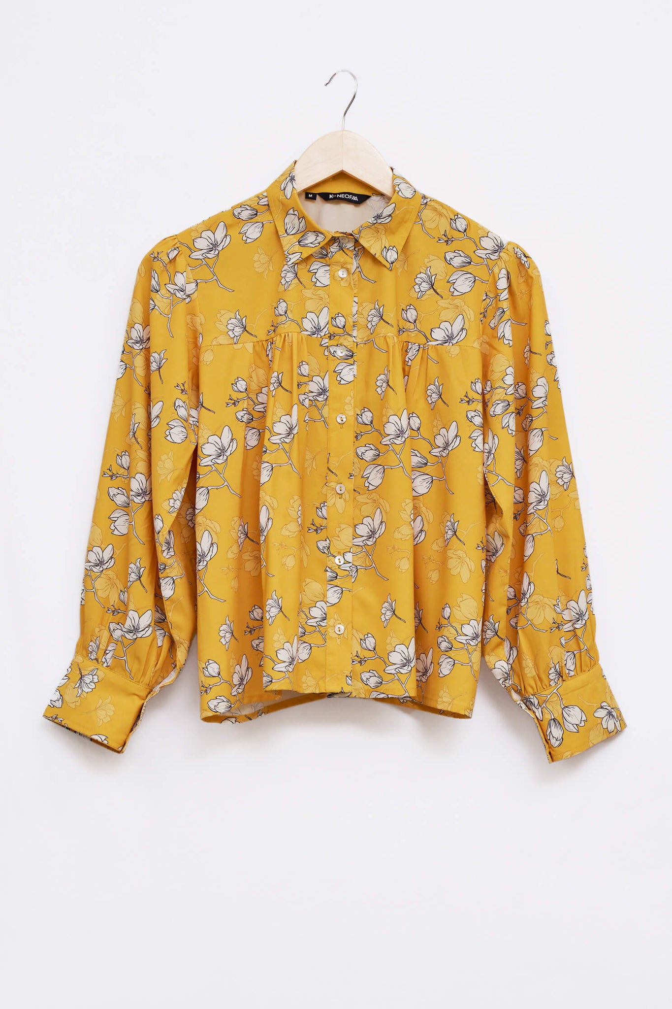 Floral Gathered Detail Balloon Sleeve Top