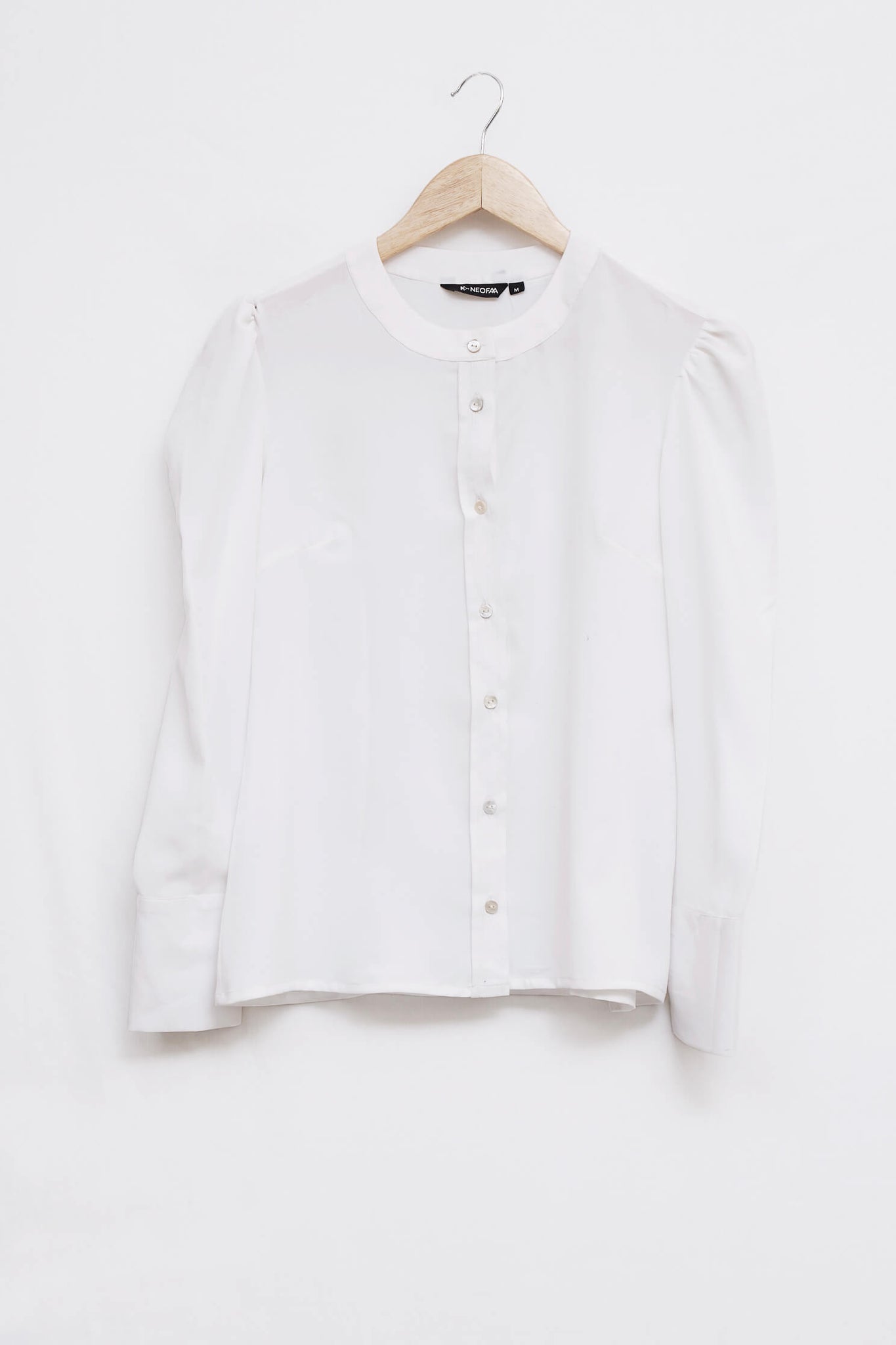 White Regular Fit Puff Sleeve Shirt