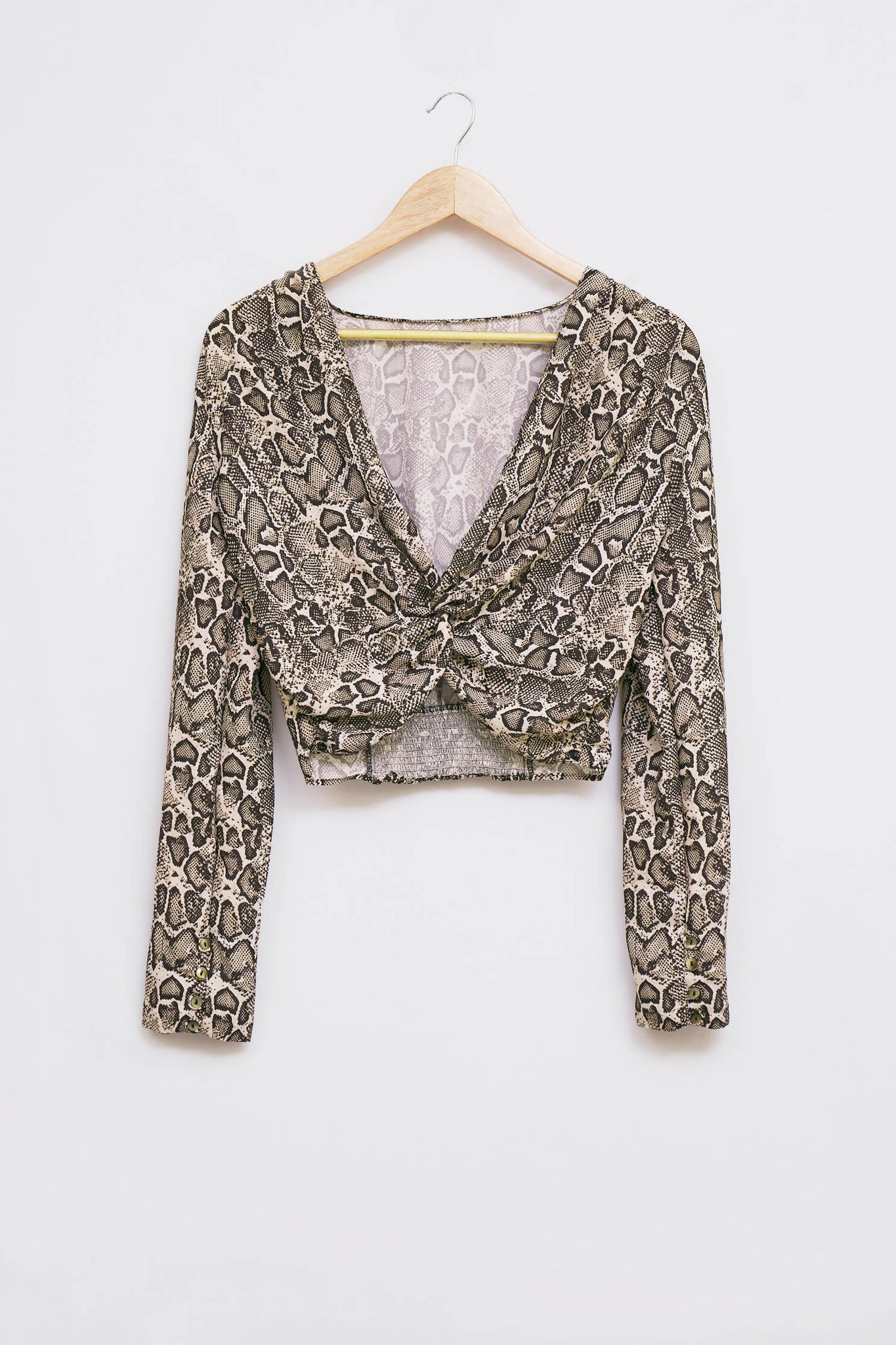 Snake Print Twisted Knot Crop Top