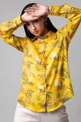 Cyber Yellow Tiger Printed Shirt