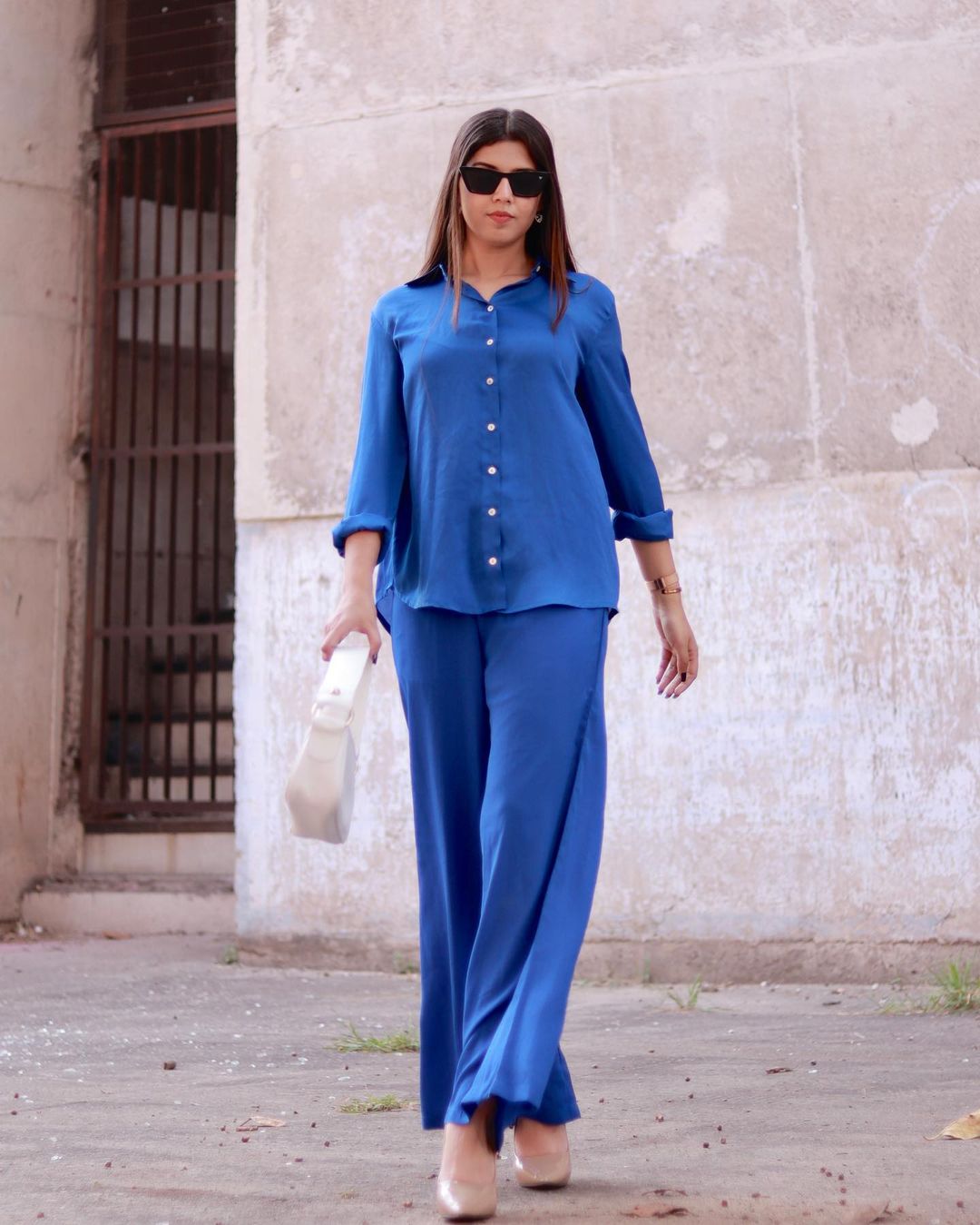 Cool Blue Shirt Co-Ord Set For Women
