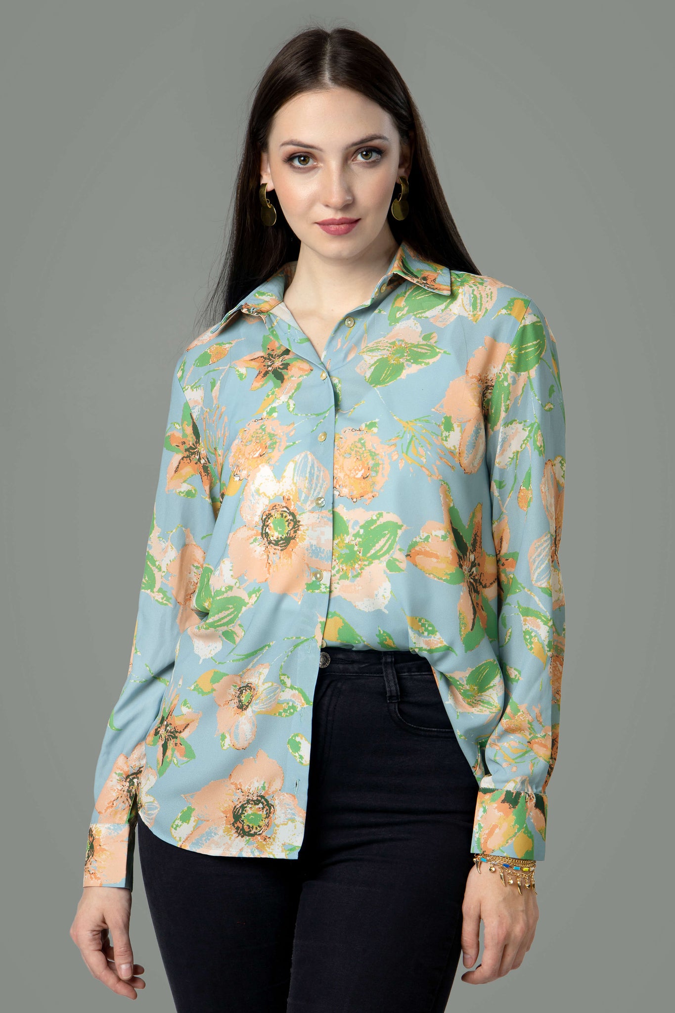 Floral Regular Fit Spread Collar Shirt