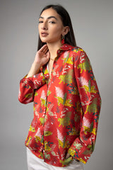 Rufous Red Tiger Printed Shirt