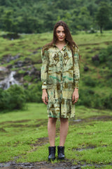 Rubik Front Button Tiered Shirt Dress
