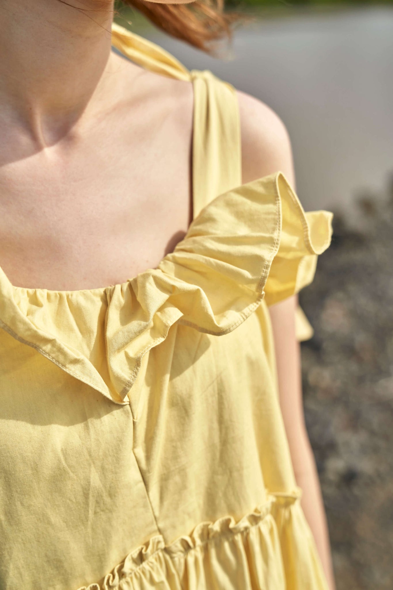 Blonde  Ruffle Detailed Tiered Midi Dress