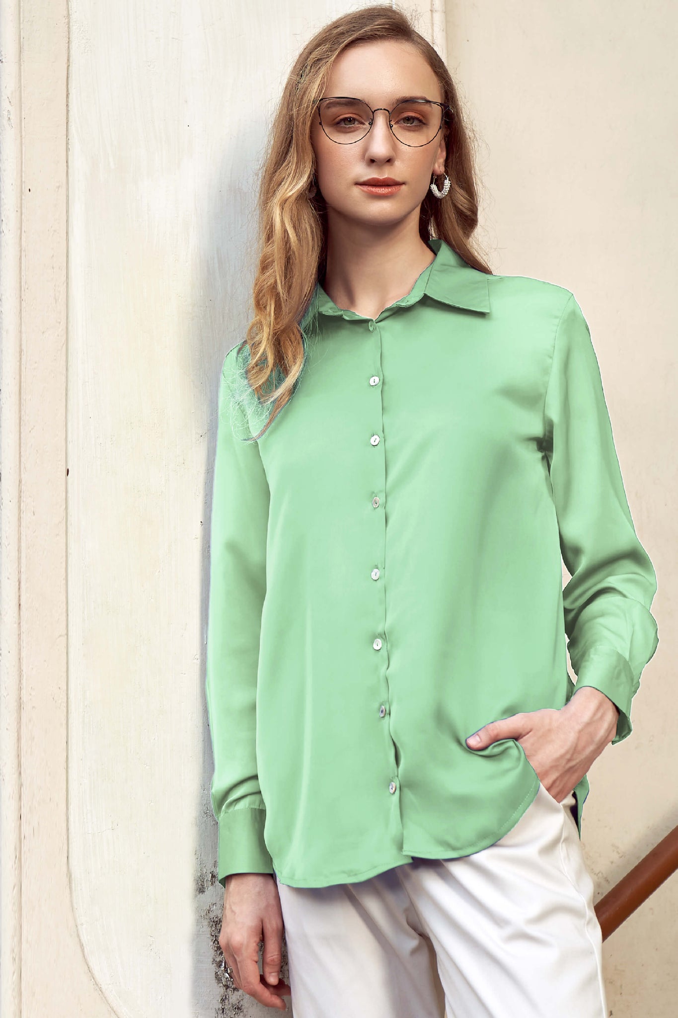 Mint Green Regular Fit Casual Shirt