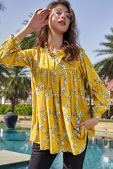 Floral Ruffle Round Neck Full Sleeve Top