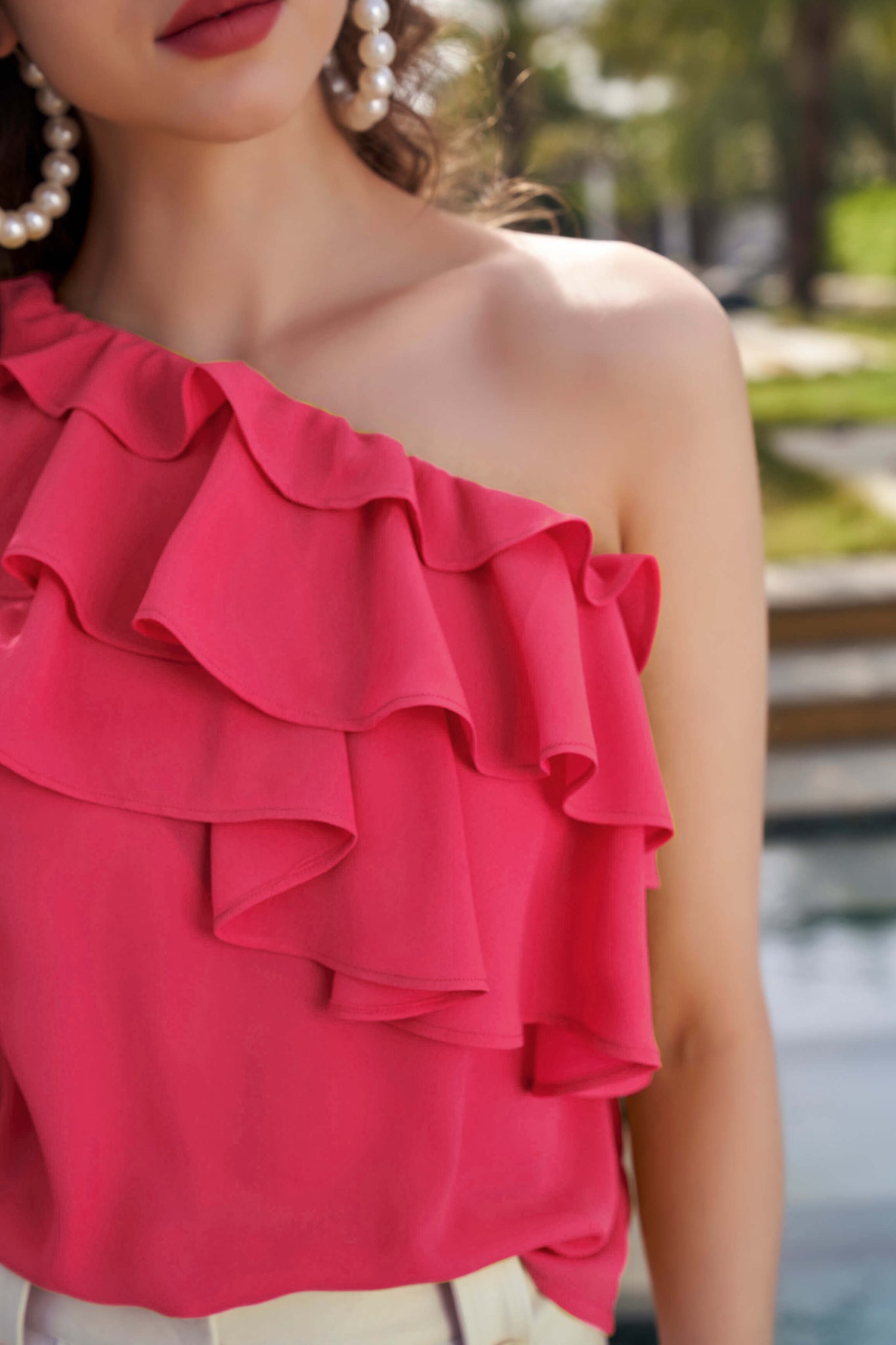 Pink Layered One Shoulder Top