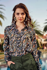 Zebra Print Regular Fit Casual Shirt