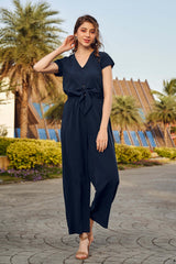 Navy Waist Tie Up Jumpsuit