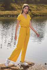 Mustard Waist Tie Up Jumpsuit