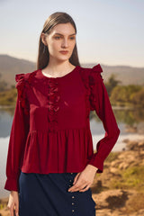 Euphoria Ruffle Detailed Peplum Top