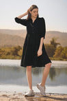 Black Ruffle Detailed Tiered Midi Dress - neofaa.com