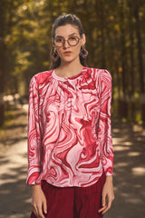 Marble Design Mandarin Neck Top