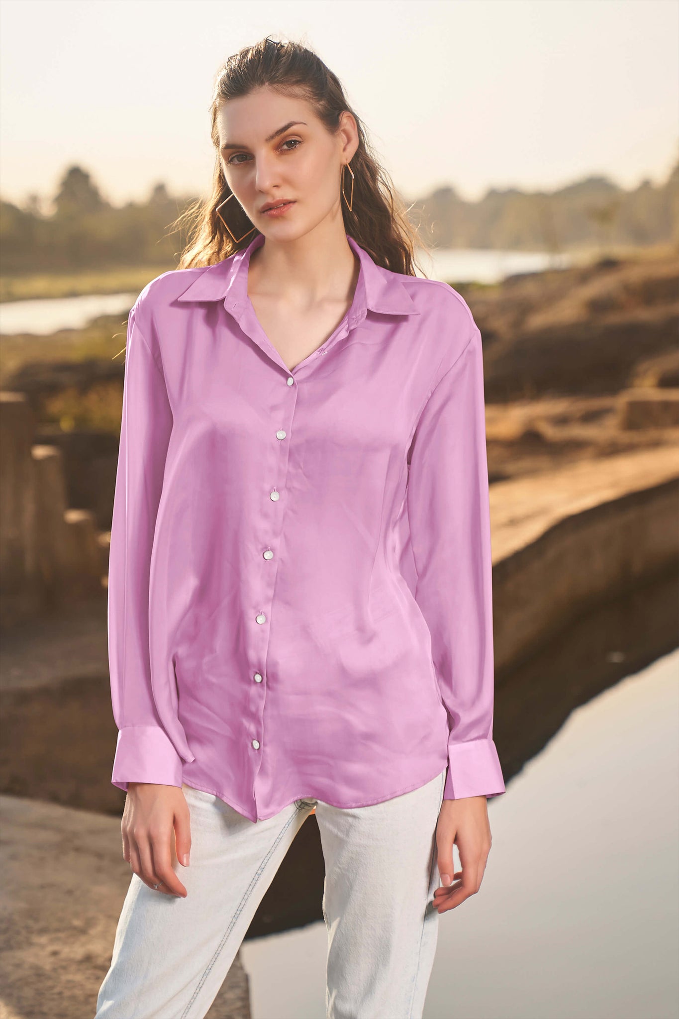 Lilac Purple Regular Fit Casual Shirt