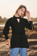Canyon High Neck Front Knot Top