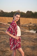 Floral Tie Up Waist Loose Fit shorts