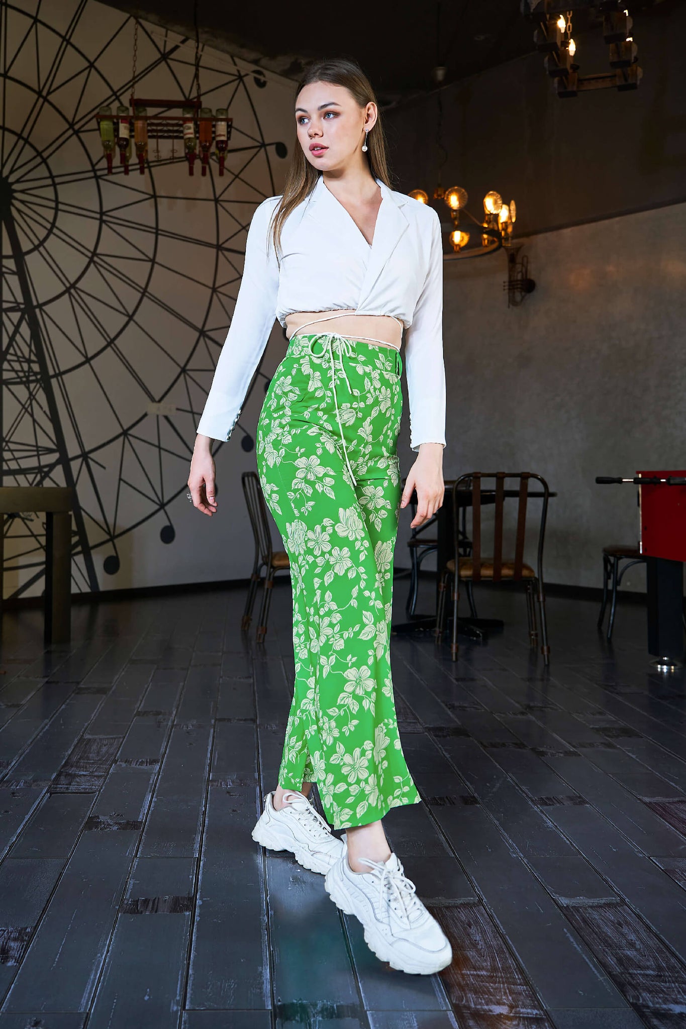 Floral Wide Leg Flared Trouser
