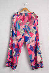Pink & Blue Abstract Regular Fit Bottom