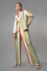 Stripes Notched Collar Luxe Co-Ord Set