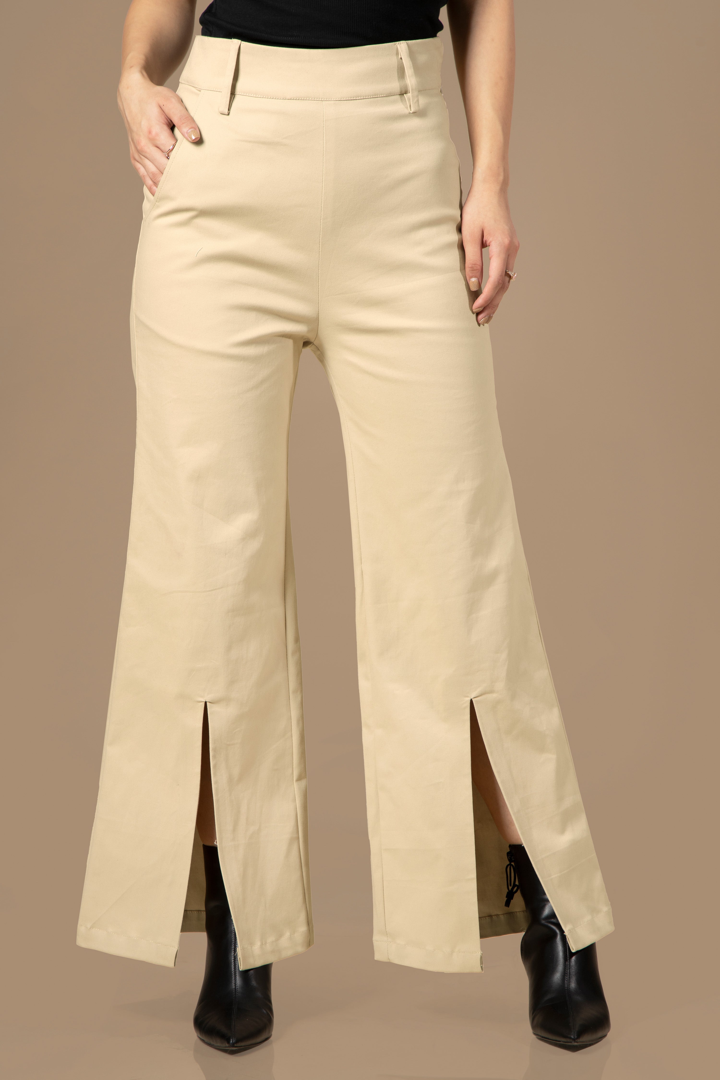 【Anyone more】Noen Side Cut Wide Cotton Pants Dus Side Folding Pintuck Wide Cotton Pants - WONDER WONDER
