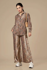 Seamless Paisley Printed Velvet Co-Ord Sets