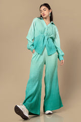 Ombre Pleated Co-Ord Set For Women