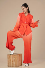 Ombre Pleated Co-Ord Set For Women