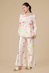 Tie Dye Notch Collar Velvet Co-Ord Set For Women