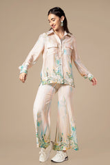 Two Pocket Flared Bottom Co-Ord Set For Women