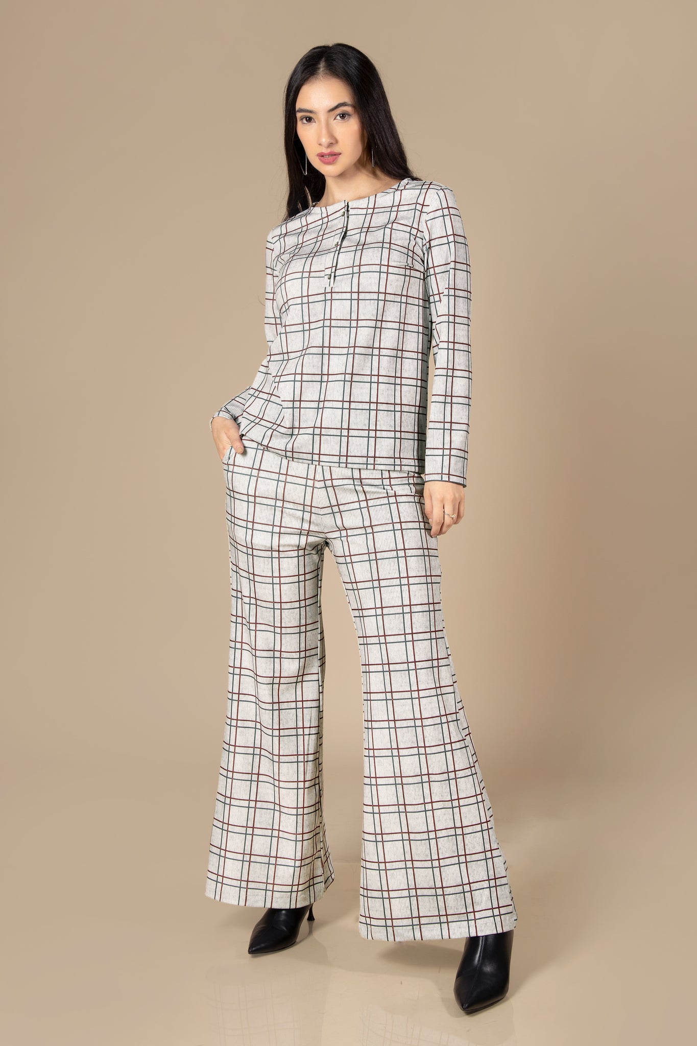 Checks Casual Top Co-Ord Set For Women