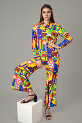 Retro Spread Collar Co-Ord Set For Women