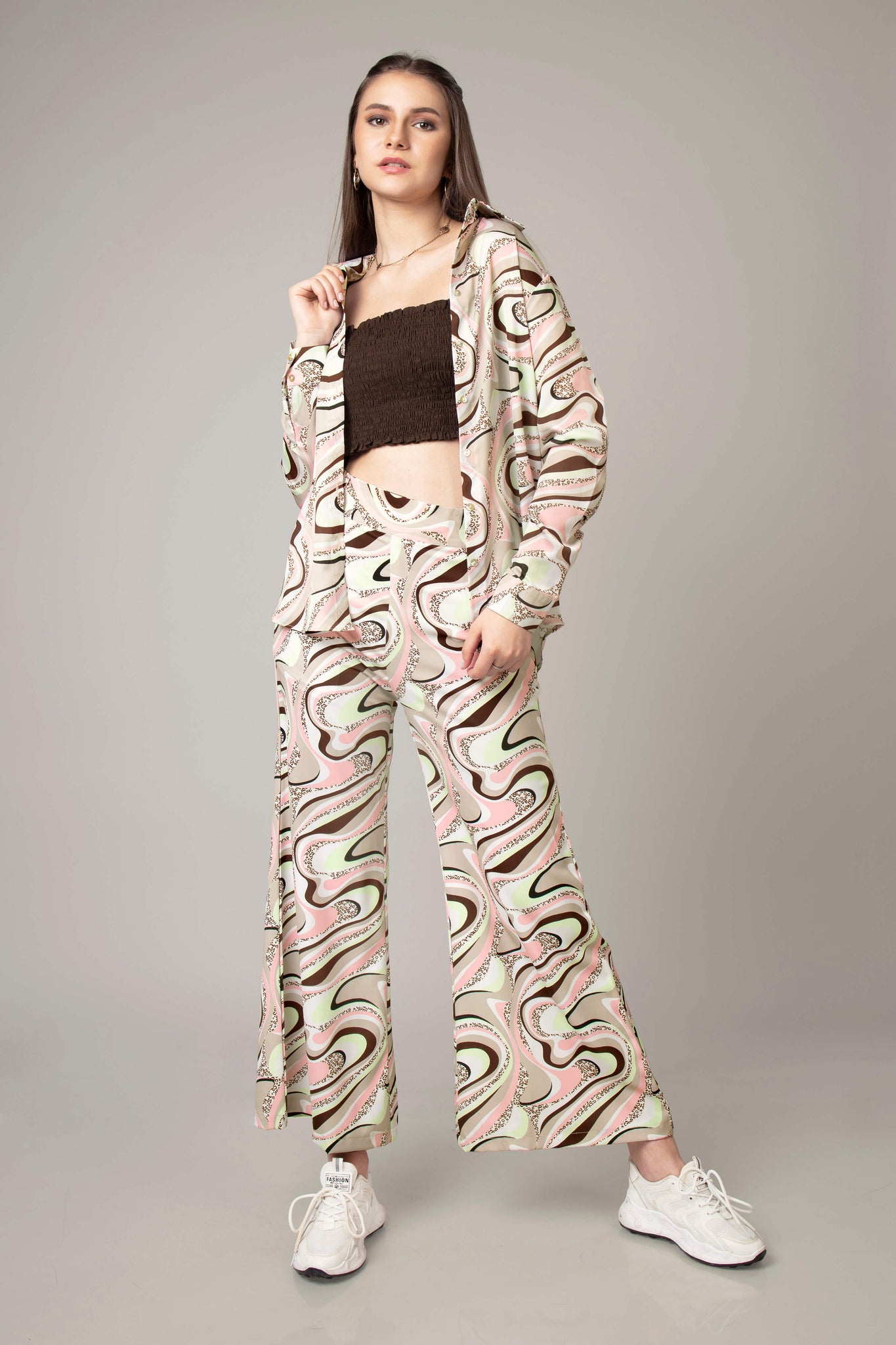 Stylish Abstract 3 Pic Co-Ord Set For Women