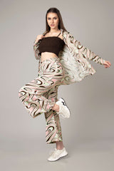 Stylish Abstract 3 Pic Co-Ord Set For Women