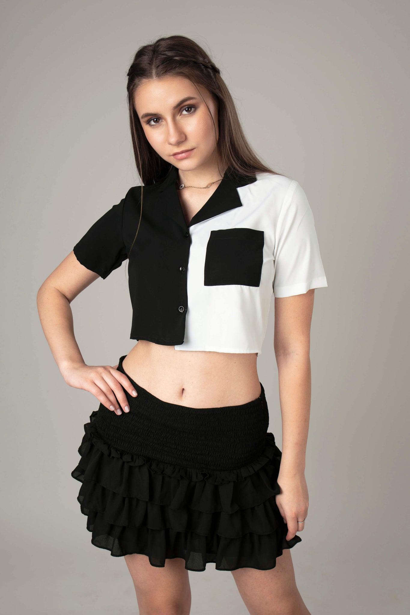 Colorblock Skirt Co-Ord Set For Women