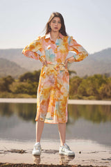Tie & Dye Tie Belt Shirt Dress
