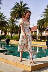 Floral Smocked Detail Maxi Dress