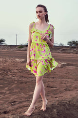 Tie & Dye Ruffle Detailed Tiered Midi Dress