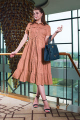 Stripes Inverted Box Pocket 3-Tiered Midi Dress